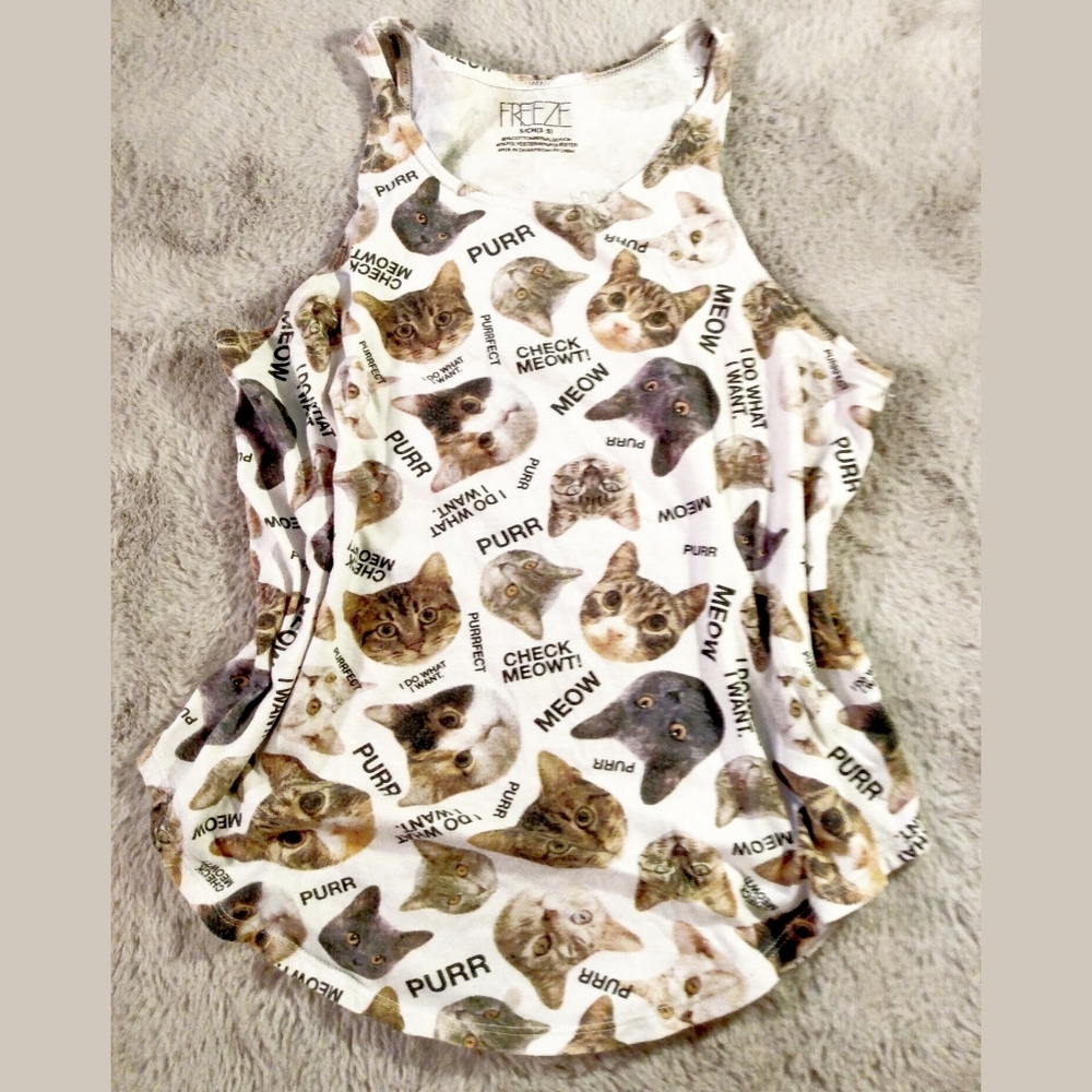 Check meowt! Funny & cute kitty cat tank top shirt